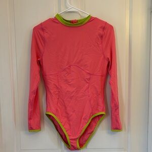 Vibrant Pink and Green Women's One Piece Swimsuit